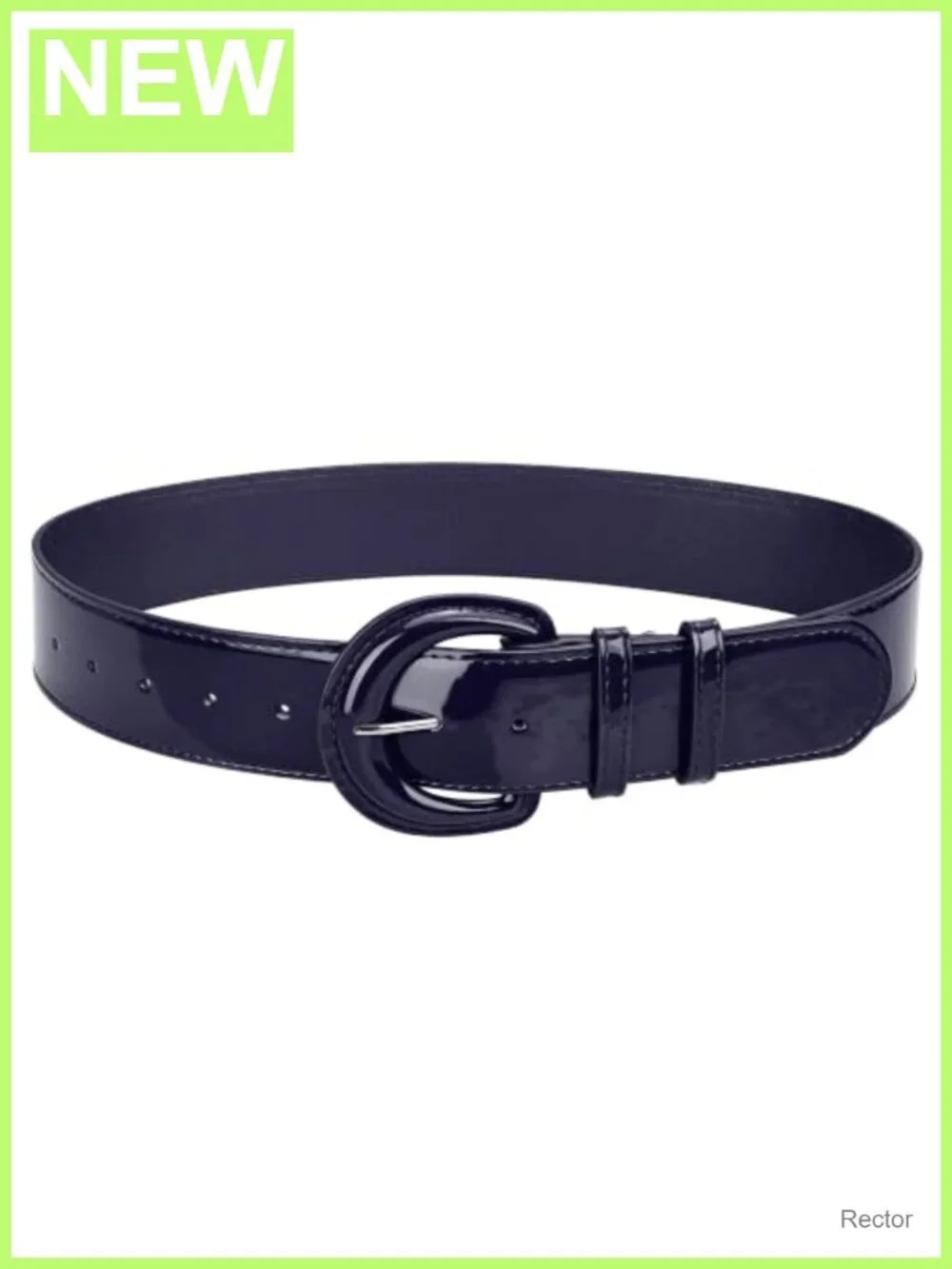 Wide Faux Patent Leather Belt Vintage Buckle Cinch Waist for Dresses